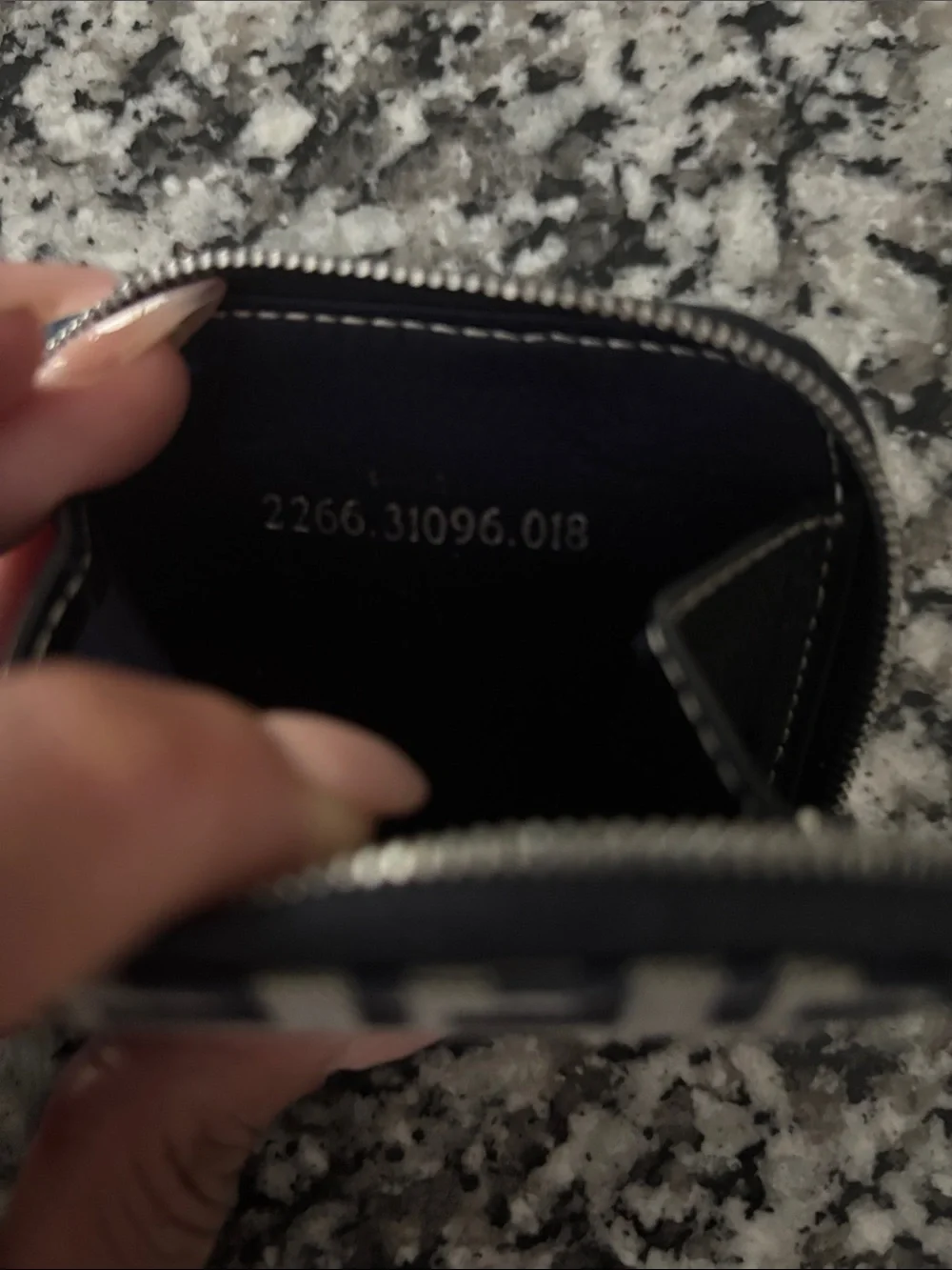 Authentic Fendi Navy and Beige FF Logo Zip coin purse